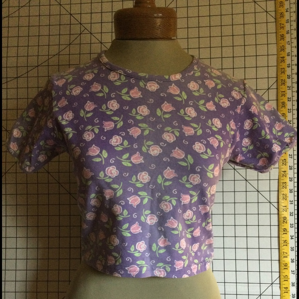 Cute Short Purple Pullover With Flower Print XL